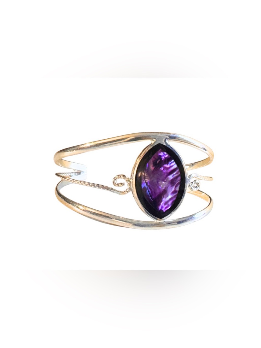 Sterling Plated and Amethyst Cuff